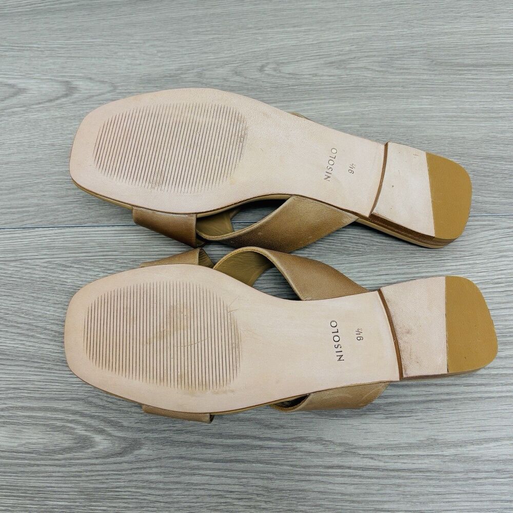 Nisolo Cross-Strap Catalina Slide Sandals in Almond Tan Sz 9.5 Leather Sandals - Picture 6 of 7